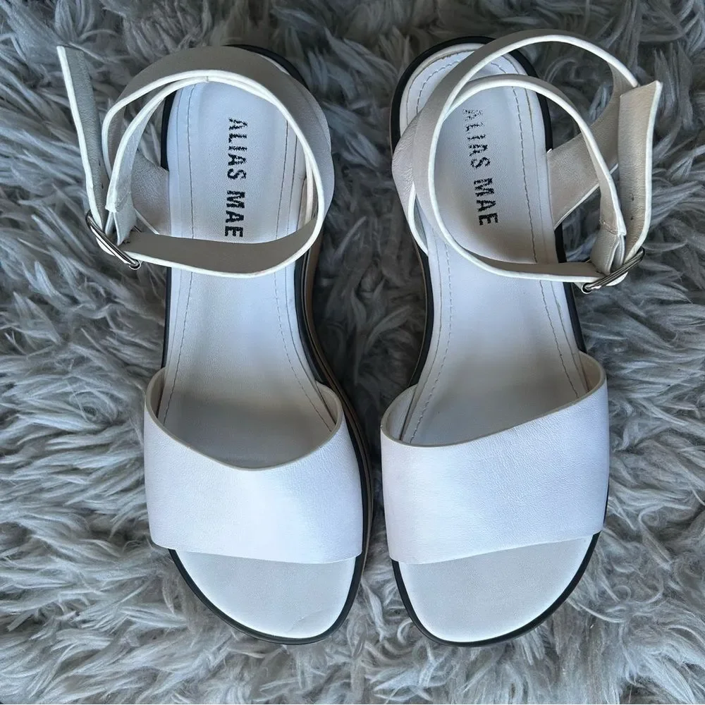 Alias Mae Oasis white leather chunky platform sandals women’s shoe size 8